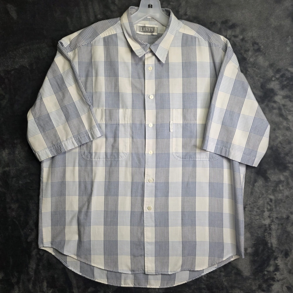 Vintage Levis Silver Label Plaid Button Down Mens Xl